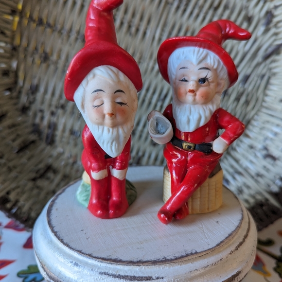 Elves Moonshiners Figurines 2 PC MCM Taiwan Elf Gnome Sprite Vintage Oddity - Picture 5 of 6
